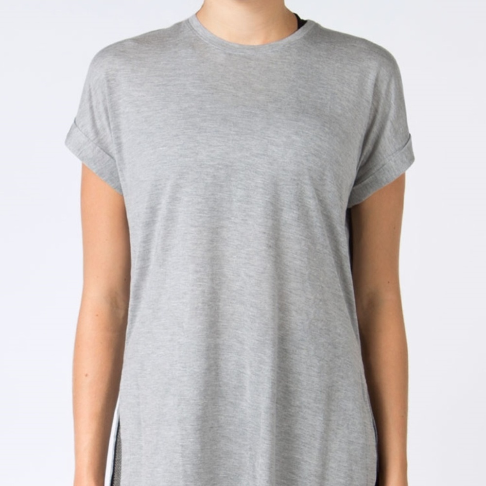 Pixel Side Split Tee - Heather Concrete